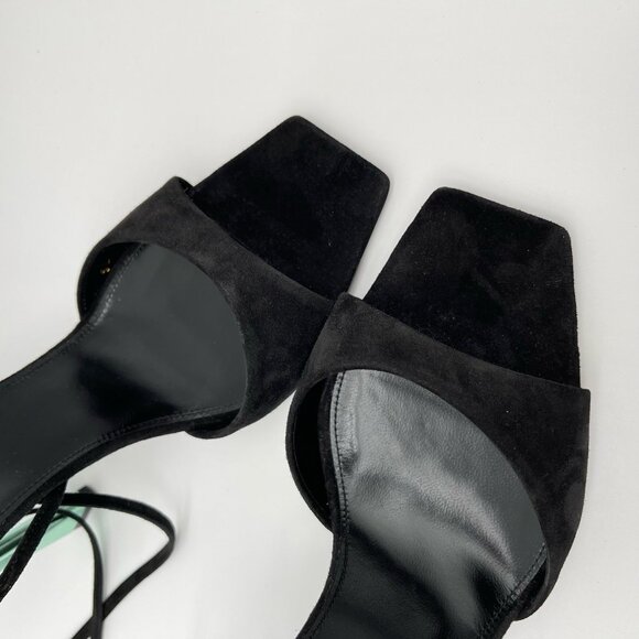 SAINT LAURENT | Vitti Sandal in Nero & Hope Green Black Suede - Picture 8 of 13